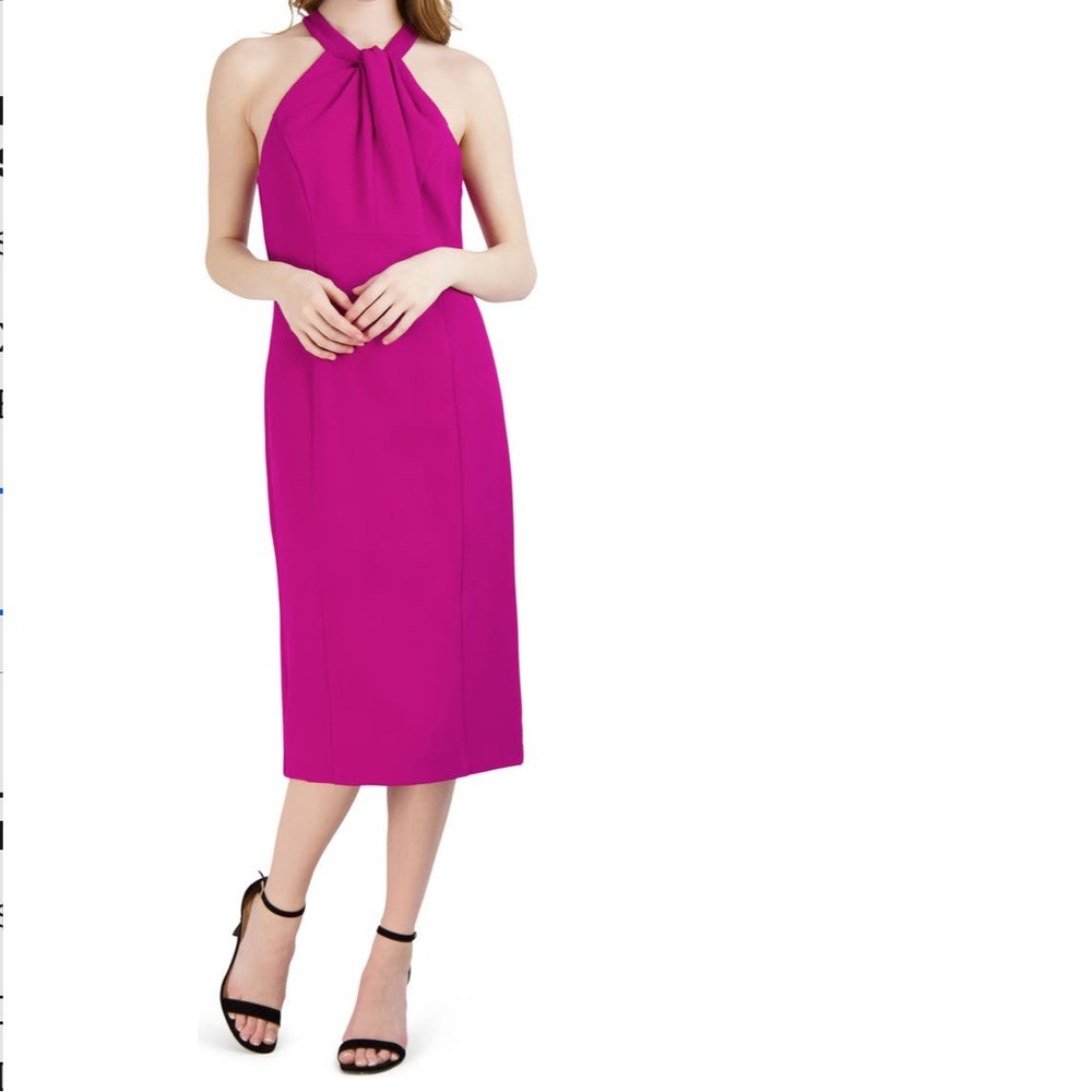 Julia Jordan Dark Fuchsia Twist Neck Sheath MIDI Dress NWT - Reemoly